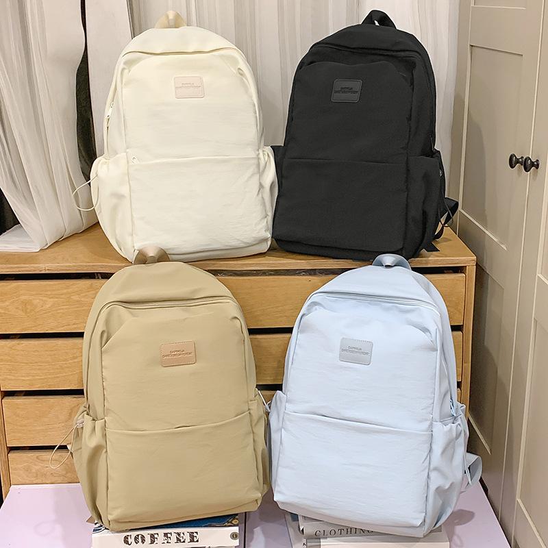 Stylish Simple Solid Color Student Schoolbag Autumn New Campus Wind Japanese Korean Large-capacity Backpack