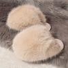 1 Pair Elegant Faux Fur Slippers for Women, Indoor/Outdoor House Shoes, Korean Style Warm Flat Non-Slip Rubber Sole, Pure Color, Fabric Lined