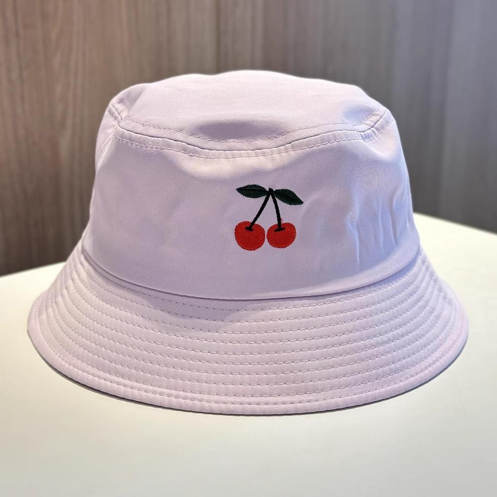 New Summer Fisherman Hats Women Cherry Embroidery Hat, Spring and Autumn Korean Style Casual Foldable