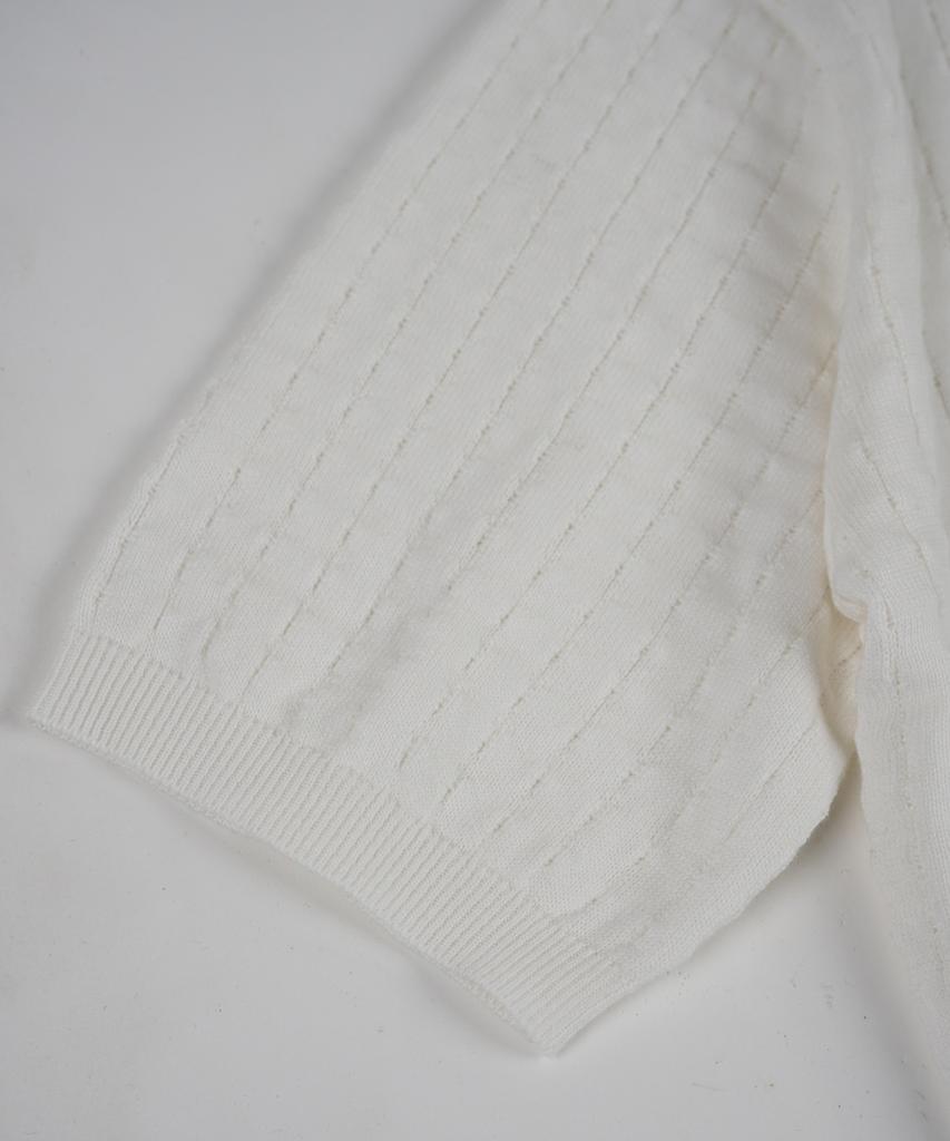 BIRBANTE Summer Washable Henley Neck Knit - Ivory