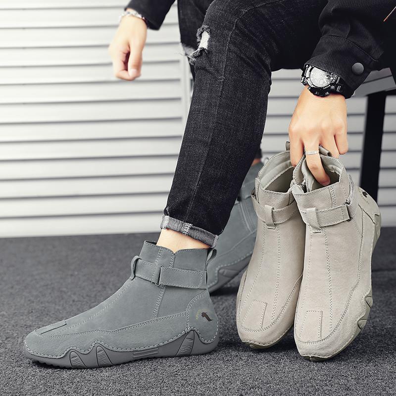FashionBig Size Suede Leather Man Loafers Luxury Casual Shoes For Men Boat Shoes Handmade Men Slip on High Top Shoes Moccasins Zapatos