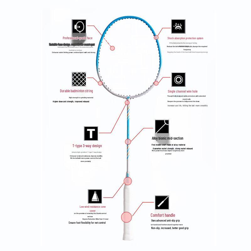 Qing Meng Beginner Aluminum Badminton Racket Set