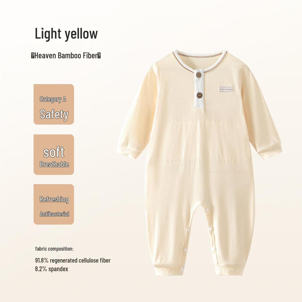Bamboo Fiber Kid's Pajamas: Cool, Sweat-Wicking One-Piece with Belly Protection for Toddlers & Children (S, M, L) - Ideal for Air Conditioning.