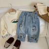Spring/Autumn Kids' Cartoon Jeans - Boys' Casual Loose Fit Long Pants for Toddlers & Little Children
