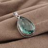 Green Apatite Gemstone Silver Pendant 1.8" , 925 Sterling Silver Handmade Jewelry, Pear Shape Pendant For Women PP-65-8