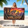 Wolf Theme Beach Towel Personalized Custom Name & Text Soft Quick Dry Beach Towel for Swimming Travel