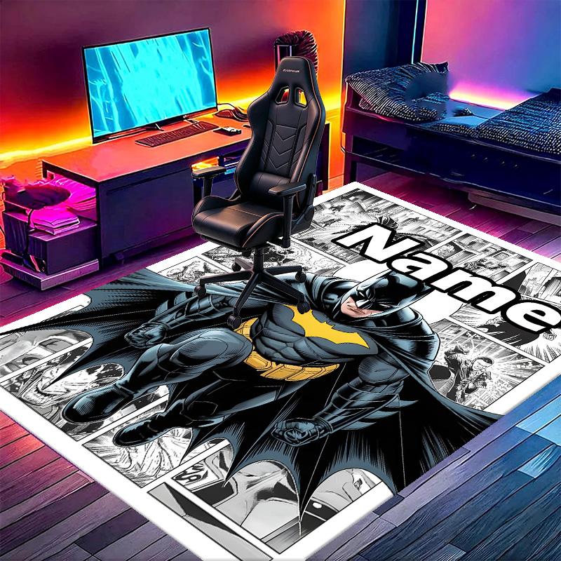 Custom Name Personalized Batman Print Carpet, Versatile Home Decor Rug, for Playroom, Apartment, Balcony, Entryway, Hallway Gift
