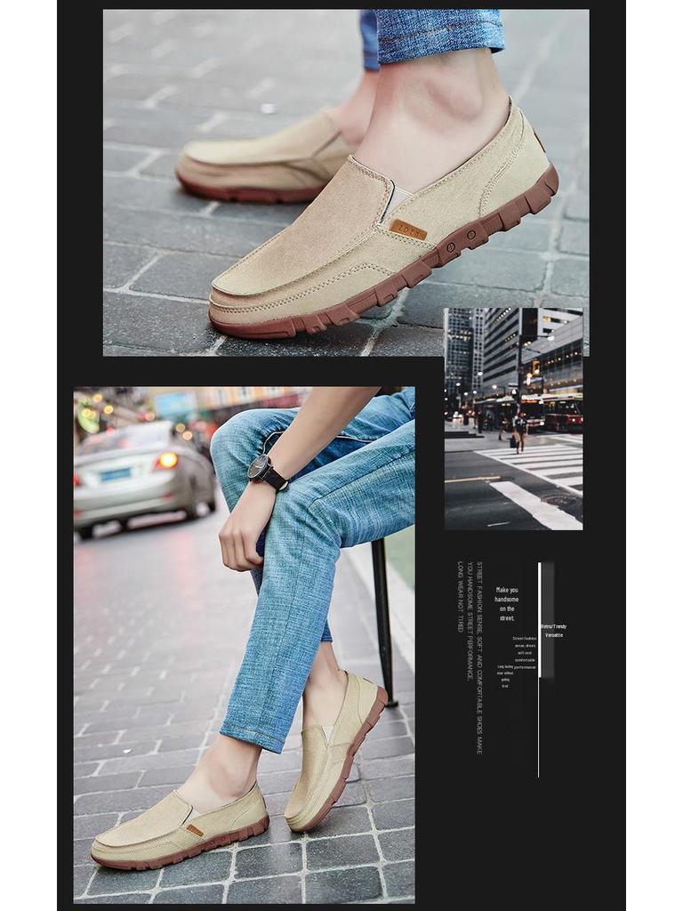Summer Men's Korean Style Canvas Loafers: Trendy, Washable, Versatile Casual Shoes in Plus Sizes 47-48.