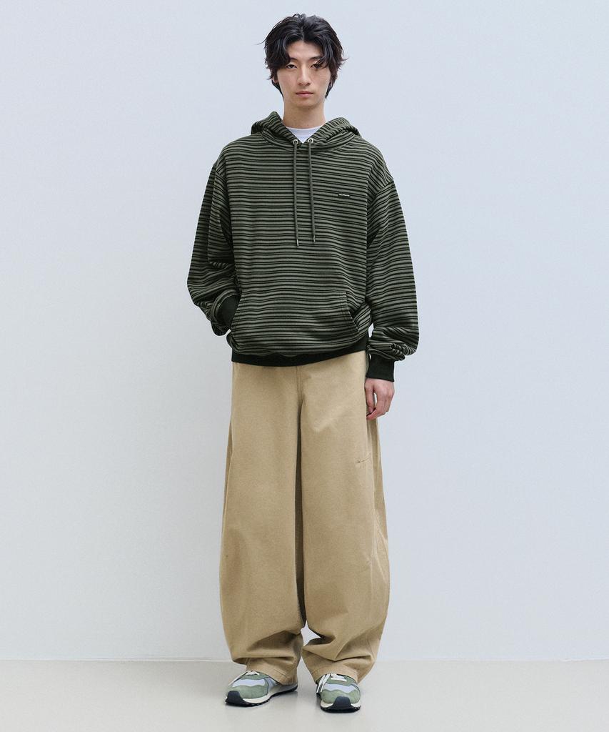 Small Authentic Striped Hoodie - Khaki