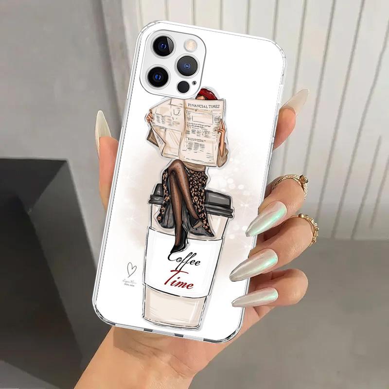 Girl Boss Female Coffee Phone Case for Iphone 17 Air 16 15 Plus 14 13 Mini 12 11 Pro Max 16E 7 8 SE 2020 Soft Funda Print Shell