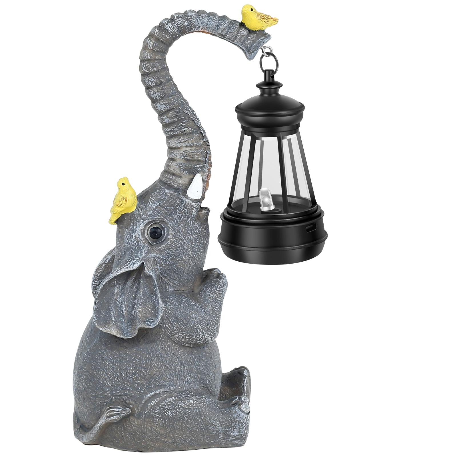

Resin Elephant Statue Solar Elephant Garden Statue Lights Waterproof Outdoor Decor Lights Retro Desktop Craft Decorative Lights