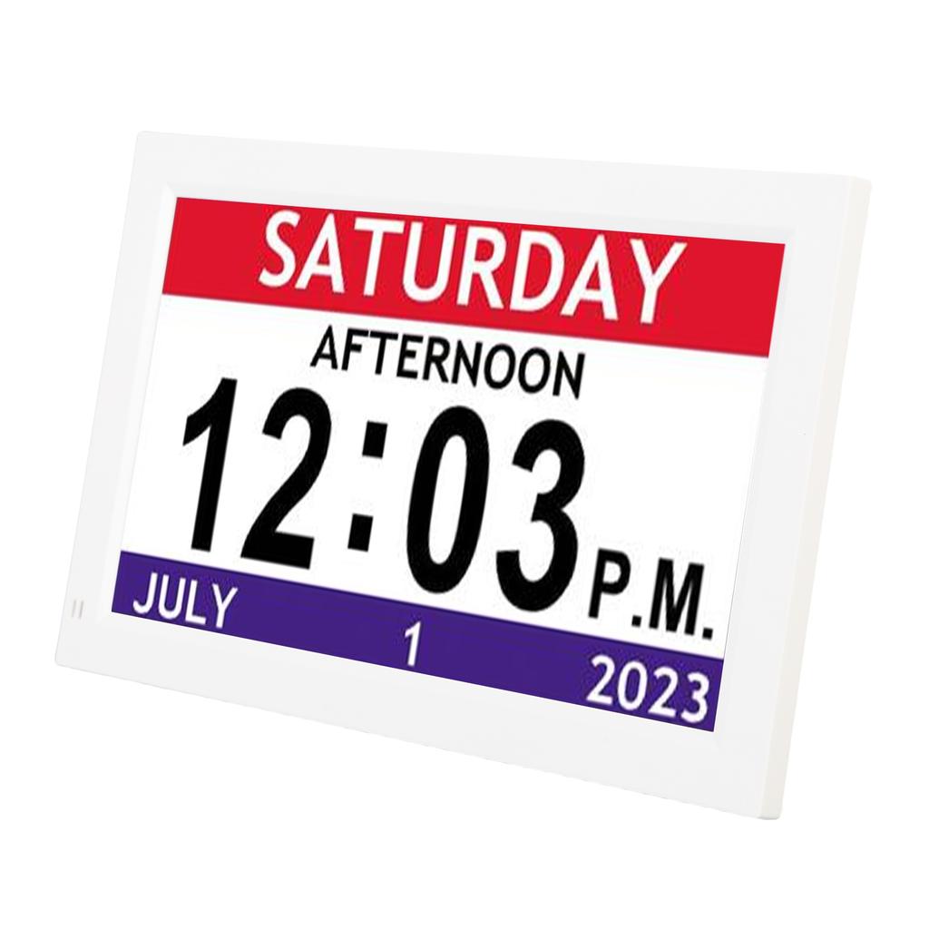 7 Inch Digital Clock with 12 Alarms, Unabridged Calendar Clock for the Eld ly and Ev yone, Auto Dimming, Am ica Large Display Clock with