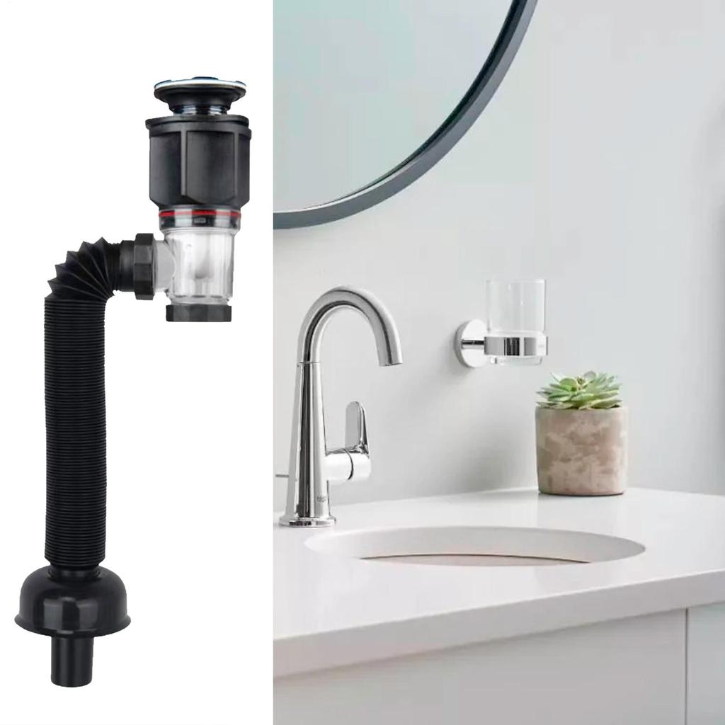 Sink Drain Pipe Kit Drain Tubing Sink Drain Kit Sink Plumbing Kit Bathroom Sink Drain Pipe Replacement Parts Anti-Clog