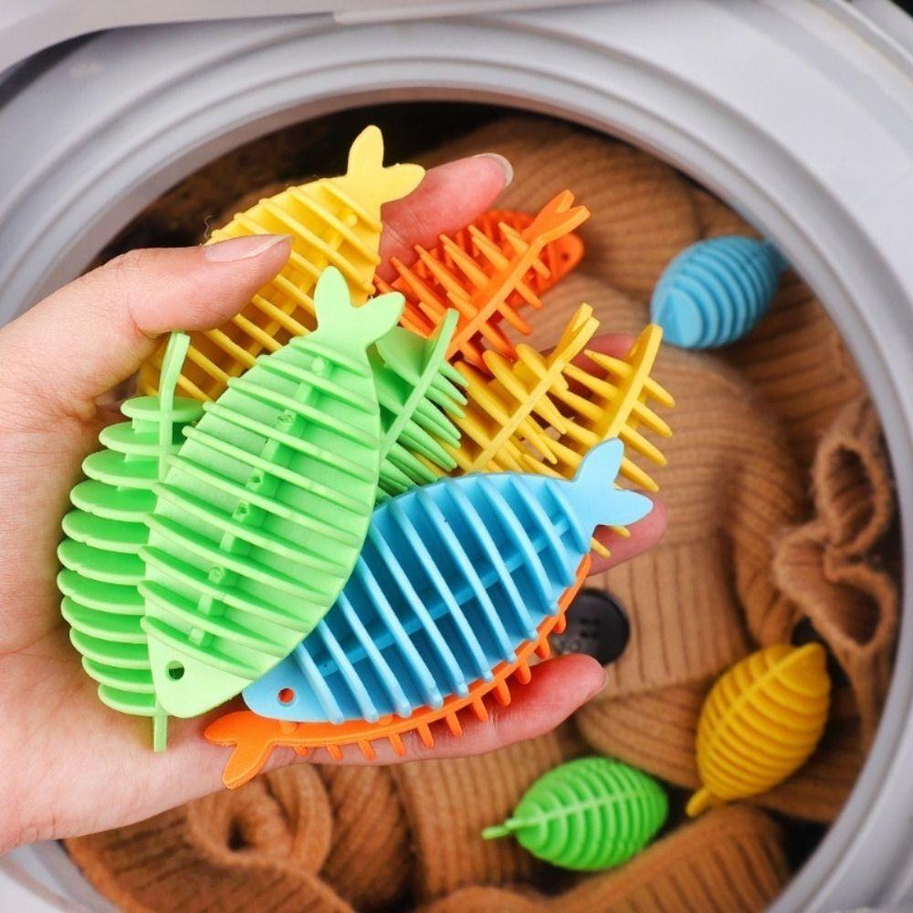 1/5Pcs Fish Shape Laundry Balls Soft Glue Laundry Tablets Durable Softener Ball