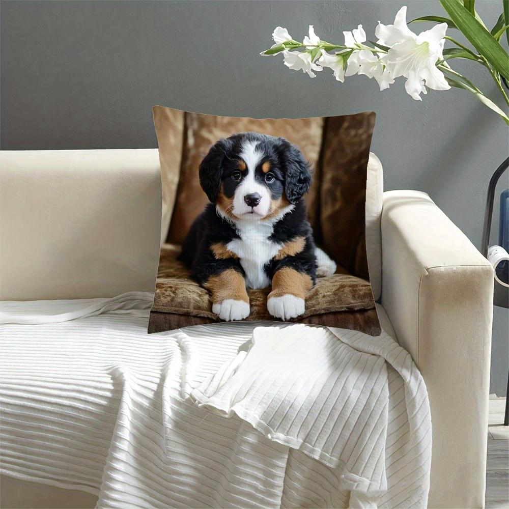 Bernese Mountain Dog Puppy Pillowcase Cute Dog Design Polyester Fabric Single Sided Printed Pattern Suitable For Sofa Bed Car
