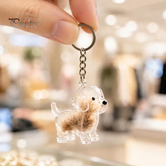 Memory Keepsake for Pet Fur Hair Keychain, Portable Transparent Memorial Pendant, Puppy Shaped Storage Pendant DIY Meaningful Lovers Decorative Charm