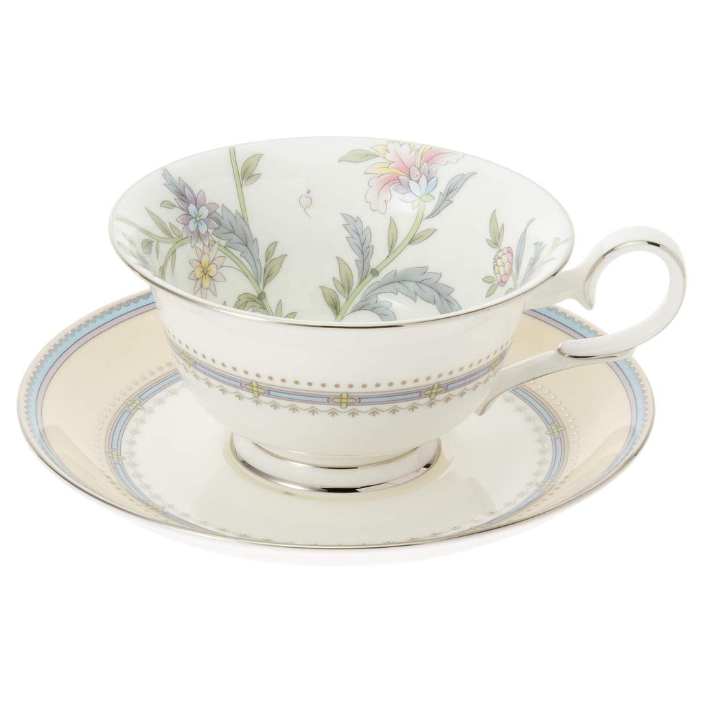 Noritake Jardin Fleuri Bone China Cup and Saucer (for both coffee and tea), 215cc, T50717A/4910