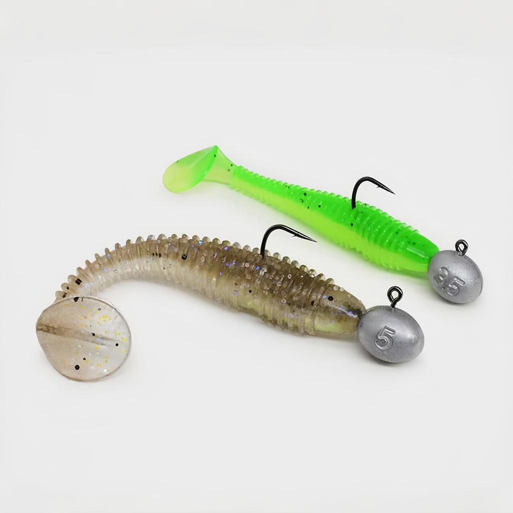 10pcs/box 3X Reinforced Lead Fishing Hook, Lure Double-Back Sting, Root Fishing Hook Anti-Loose Small Lead Head Hook Green Tail Hook