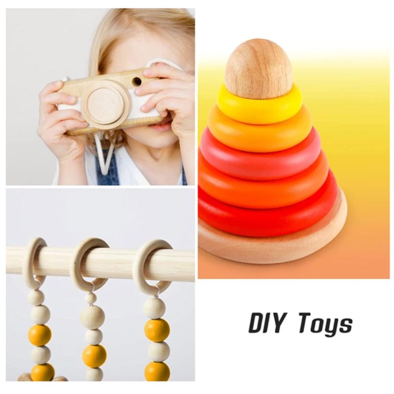 6Pcs Unfinished Blank Wood Bangle Bracelets Natural Round Wood Ring Wooden Circle for DIY Painting Craft Jewelry Making