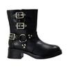 Womens/Ladies Becase Leather Block Heel Motorcycle Boots