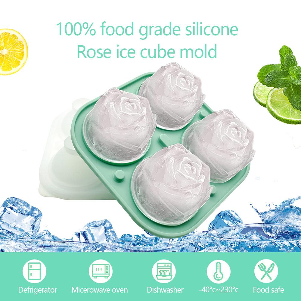 

LMETJMA 3D Rose Ice Molds силиконовый лоток для кубиков льда с прозрачной крышкой воронкообразного типа устройство для приготовления ледяных шариков для коктейлей из виски и сока JT07 зелёный