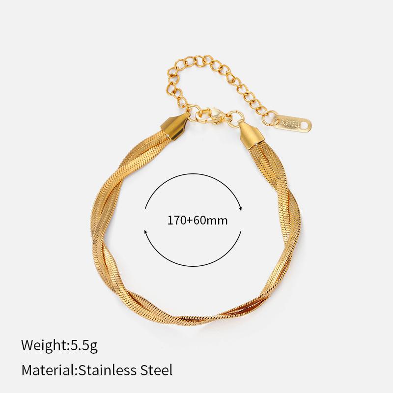 Titanium steel bracelet cold wind Cuban chain flat snake chain stainless steel jewelry women's light luxury high-end accessories