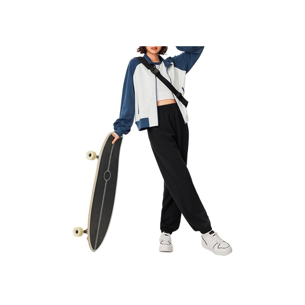 Li Ning Sports Trend Series Solid Color Breathable Comfortable Casual Knit Sports Pants Women Bottoms Black AKLU570-2