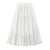 Qooth Lace Embroidered Tulle Maxi Skirt High-Waist Slimming A-Line Tiered Cake Skirt Fairy Full Flare Summer QT2914
