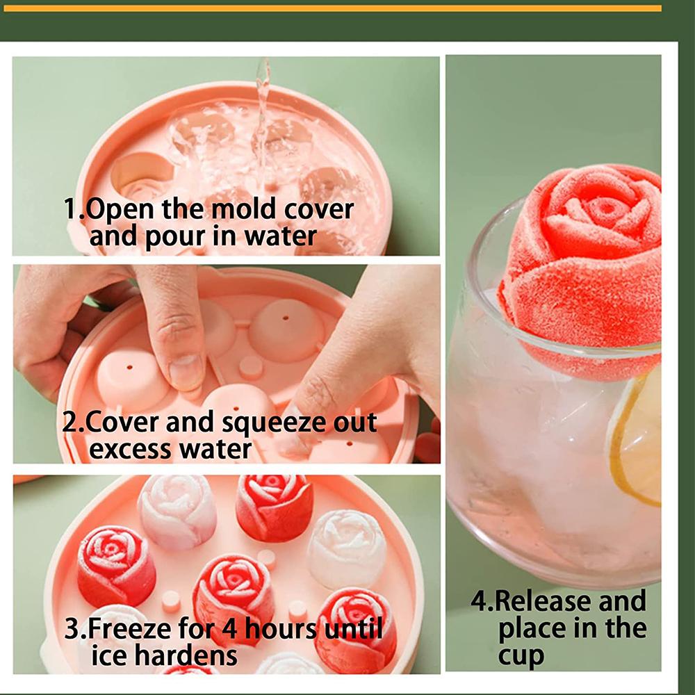 Silicone Romantic Ice Rose Mold for Whiskey Bourbon Cocktails Wine Fruit Juice
