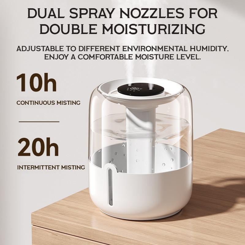 Home USB Dual-Nozzle Silent Humidifier - Night Light & Antibacterial Mist for Bedroom, Office Desk & Nursery Use
