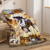 Horse Blanket Soft Flannel Throw with Majestic Black & White Horse Design, Lightweight & Warm for Home, Travel
