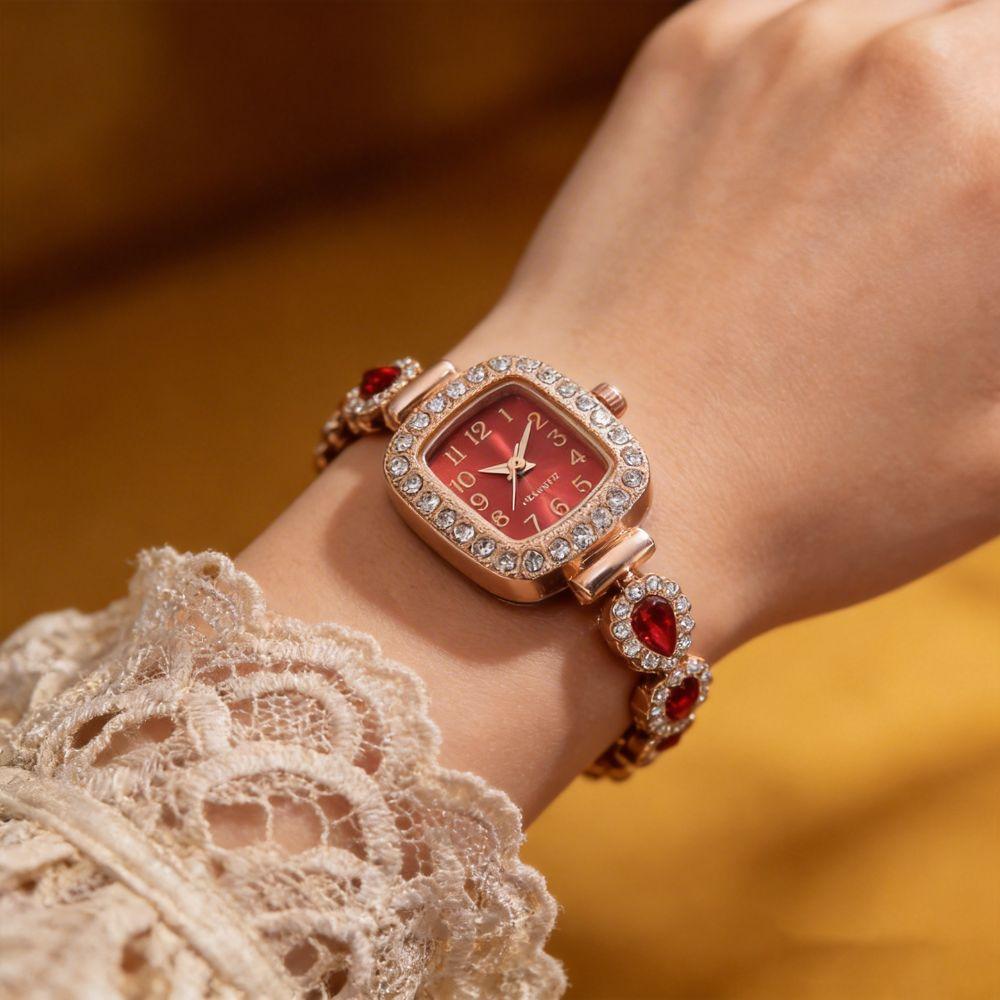 Mit verstellbarem Armband quadratische Uhr Handgelenkdekoration Damen Mädchen