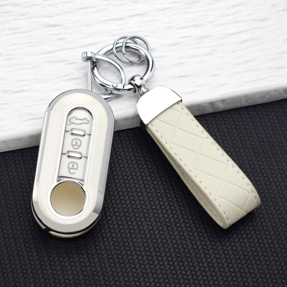 Car Key Case for FIAT Panda 500 Punto Ducato Lancia Musa Citroen Jumper Peugeot Boxer TPU Flip Cover Keychain Auto Accessories