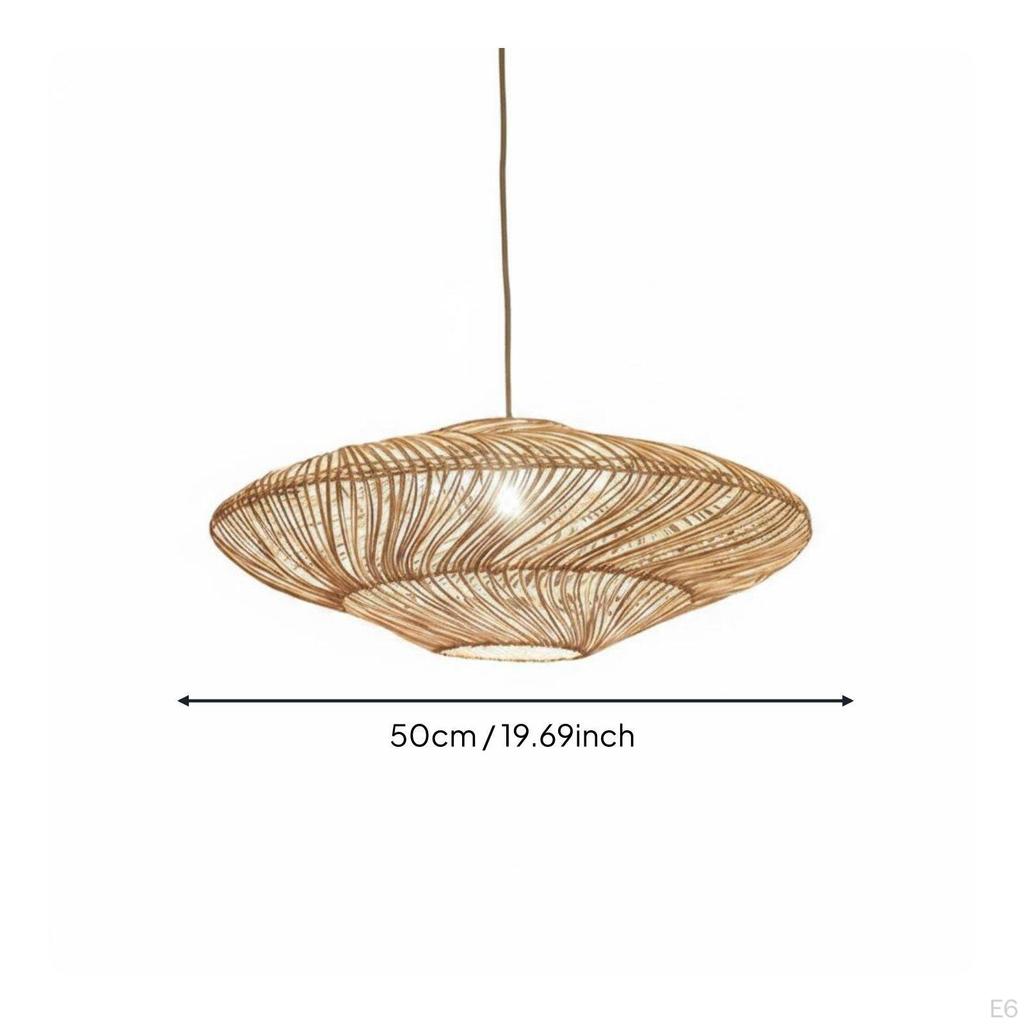 Rattan Pendant Lampshade Retro Design Woven Hanging Light Shade Rustic Elegance Fiber Lamp Cover for