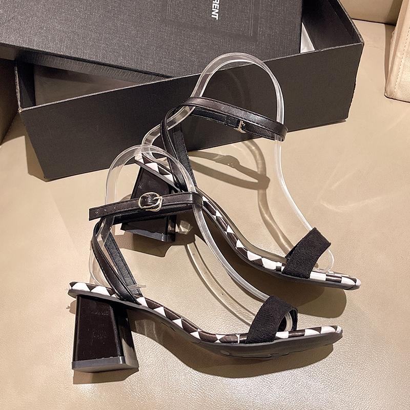 Fashion 2025 New Ladies Shoes Buckle Strap Women's Sandals Fashion Open Toe Office and Career Summer Best Seller Heeled Sandals Zapatos