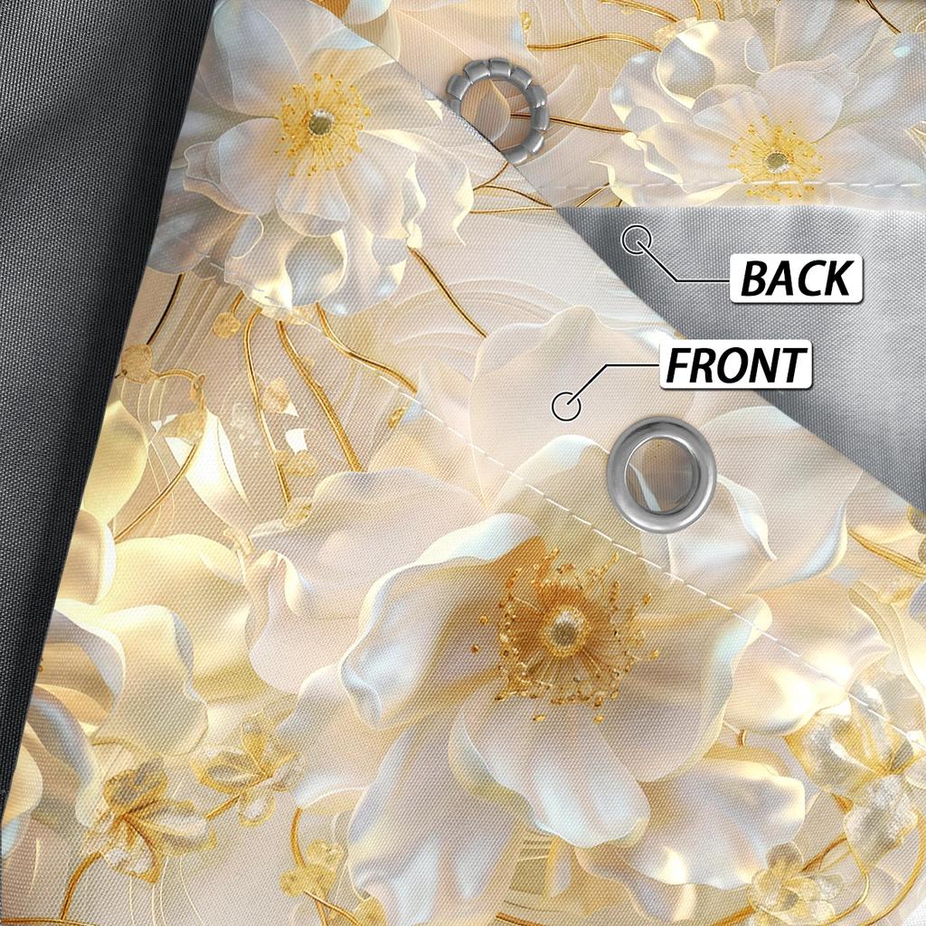 1PC 3D relief flower pattern printed shower curtain, waterproof, with 12 hooks, bathroom showers, bathtub, home use