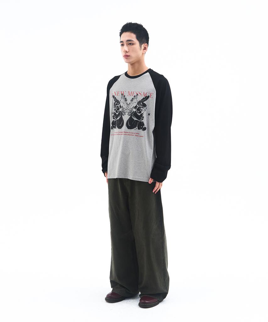 AMES-WORLDWIDE Angel Raglan Longsleeve Tee Gray