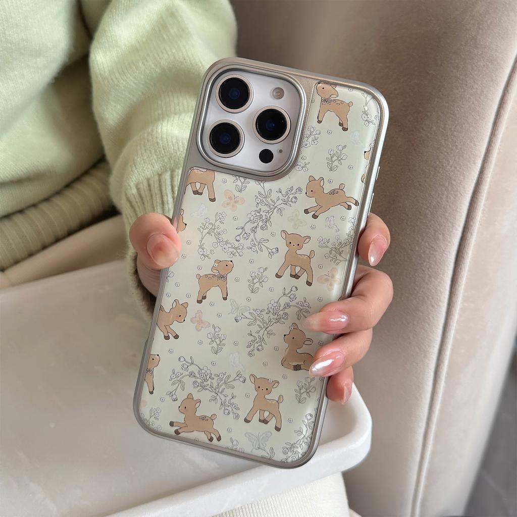 Deer Garden Applies To 16 Apple 17promax Mobile Phone Case Iphone14 Epoxy 13 Green Oil Painting 15 Hard Huawei