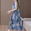 Abito estivo elegante da donna taglie forti, abito lungo senza maniche ampio, abbigliamento vintage femminile