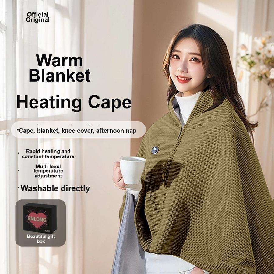 Portable Electric Heated Shawl Warmer Travel Blanket Washable Outdoor Small Home User without power bank