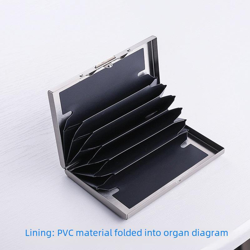 Accordion Card Holder with RFID Protection - 10 Slots for Cards and IDs, Stainless Steel