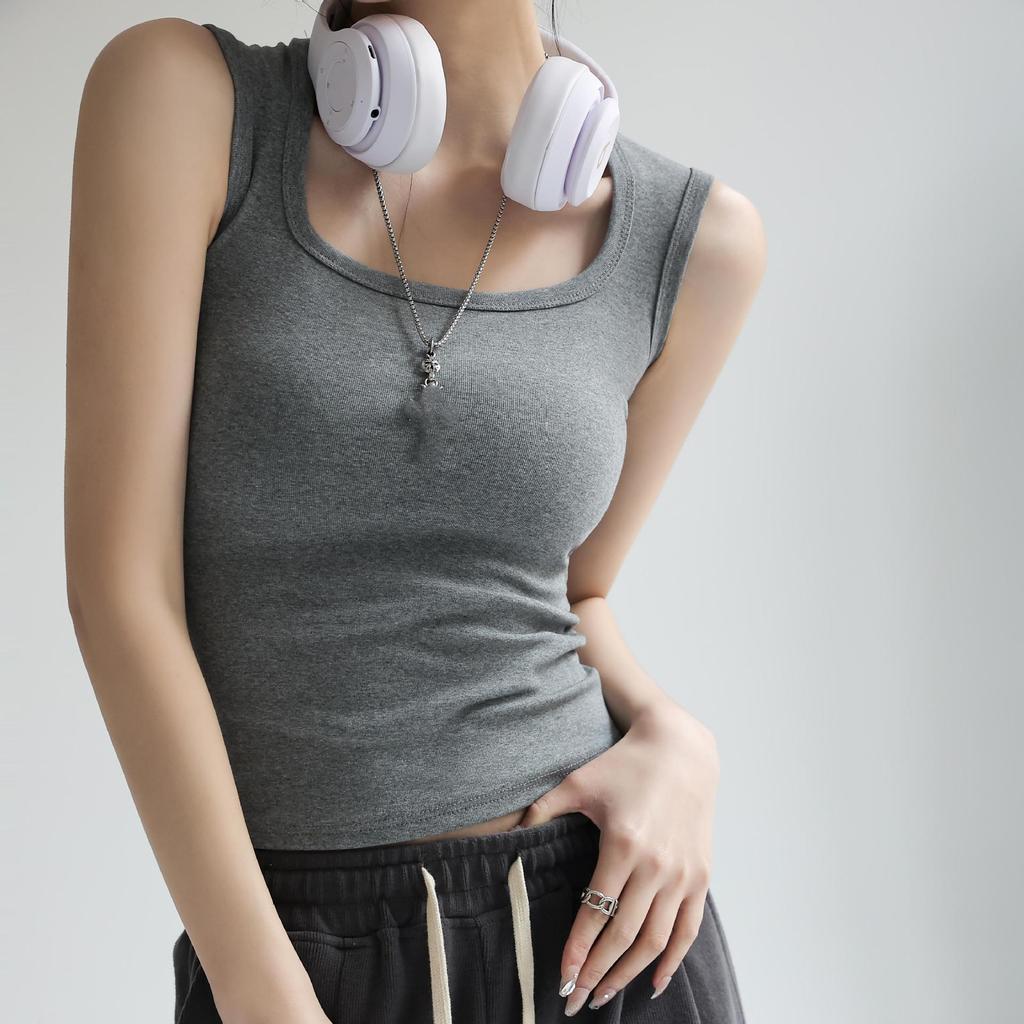 Women Sleeveless U Neck Tees T Shirt Ladies Tee Shirt Street Vest Wear Top