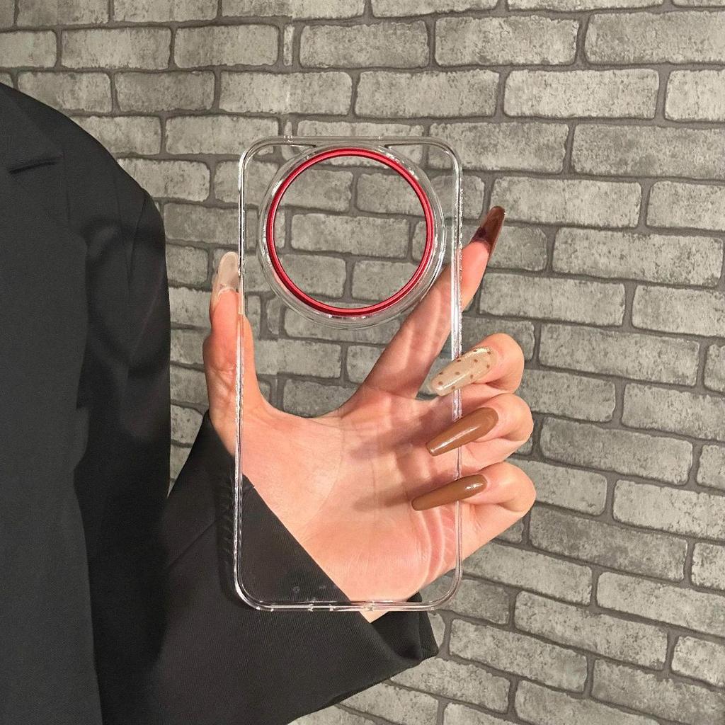 For Xiaomi 17 Ultra Case Simple Clear PC Red Camera Frame Anti-fall Protection Phone Cover For Xiaomi Mi 17Ultra 5G Shell Bumper