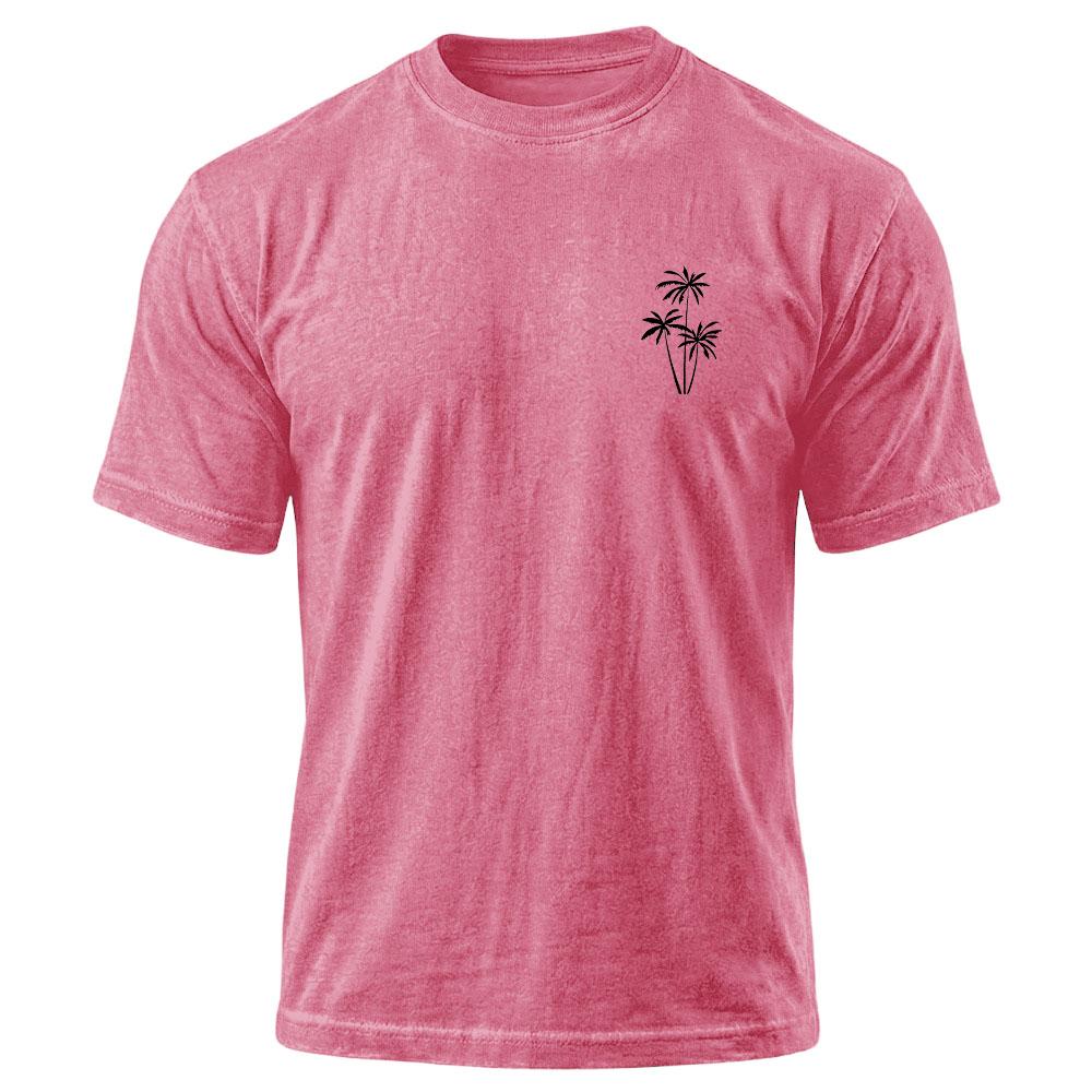 Men’s Casual Crew Neck Short Sleeve T Shirt with Palm Tree Print Relaxed Fit Soft Cotton Jersey Top for Everyday Wear