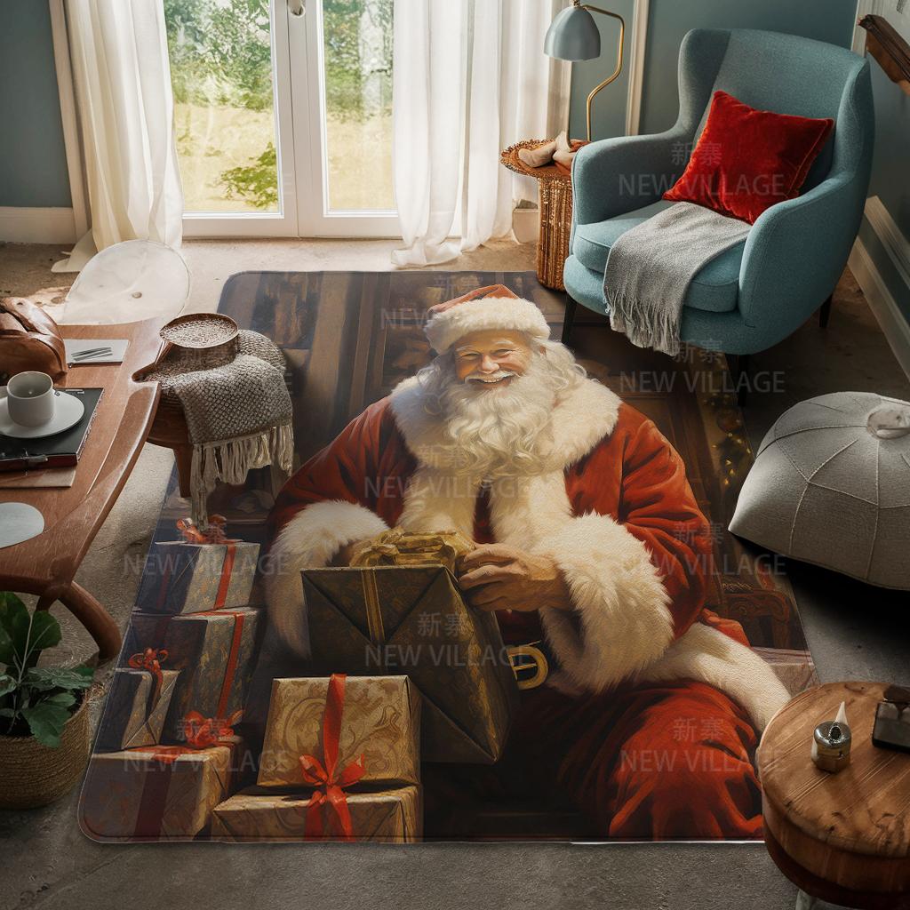 House Entrance Carpet Home Door Mat Living Room Bath Foot Bathroom Non-slip Water Absorption Rugs Bath Merry Christmas Winter