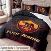 Set Biancheria da Letto Stampato AS Roma Nome Personalizzato Testo 1 Copripiumino 2 Federe per Camera da Letto
