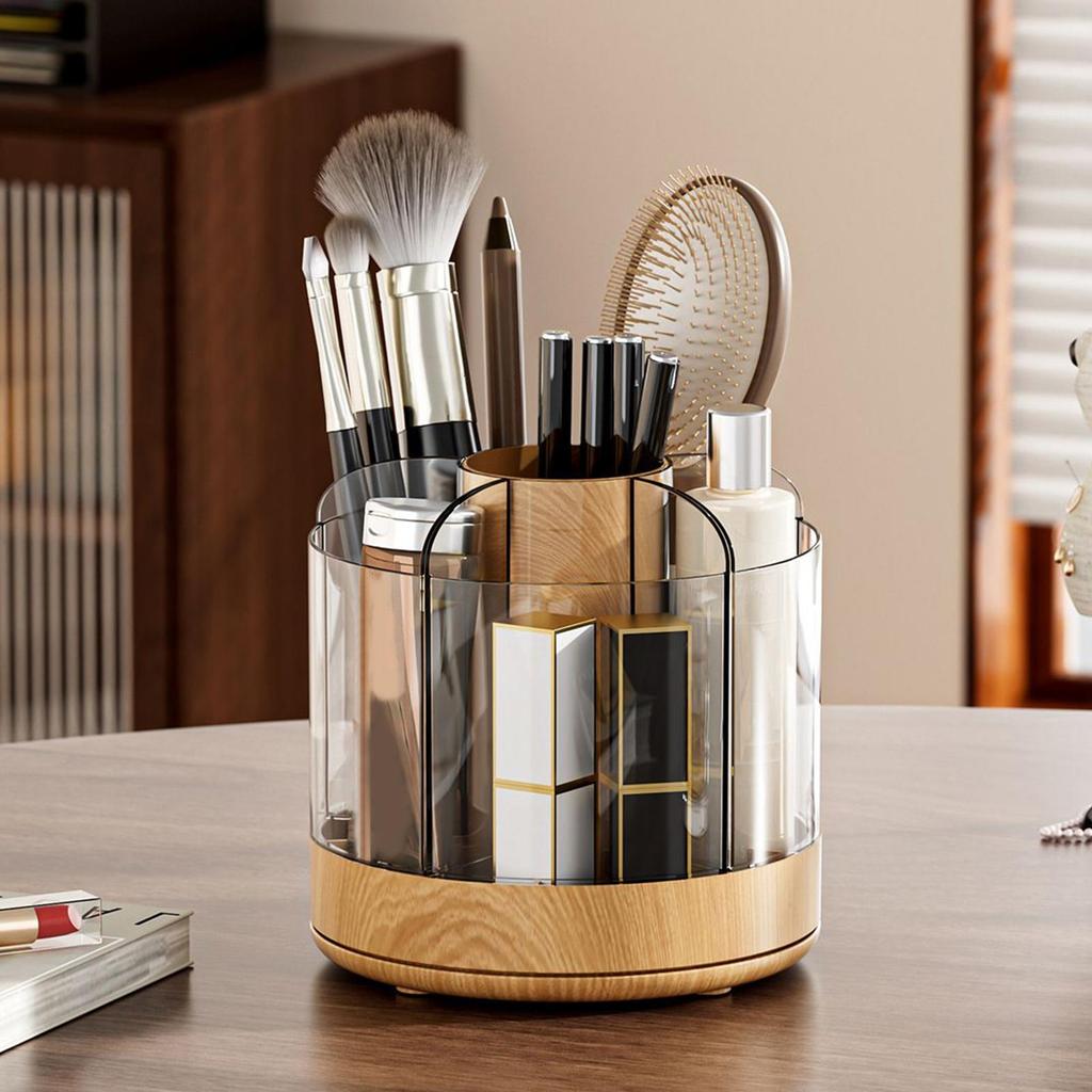 Brush Organizer 6-Slot 360 Rotating Detachable Clear Makeup Holder Brush Container For Women Cosmetics Nail Gel Perfume Home