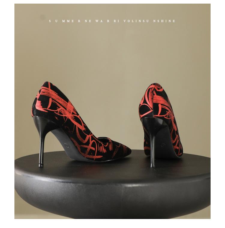 High-heeled single shoes women's spring new sexy pointed-toed thin-heeled single shoes large-size women's shoes