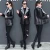Lapels Faux Leather Jacket Women Spring Autumn Slim Fit Cardigan Coat Outerwear Lady Short Jacket