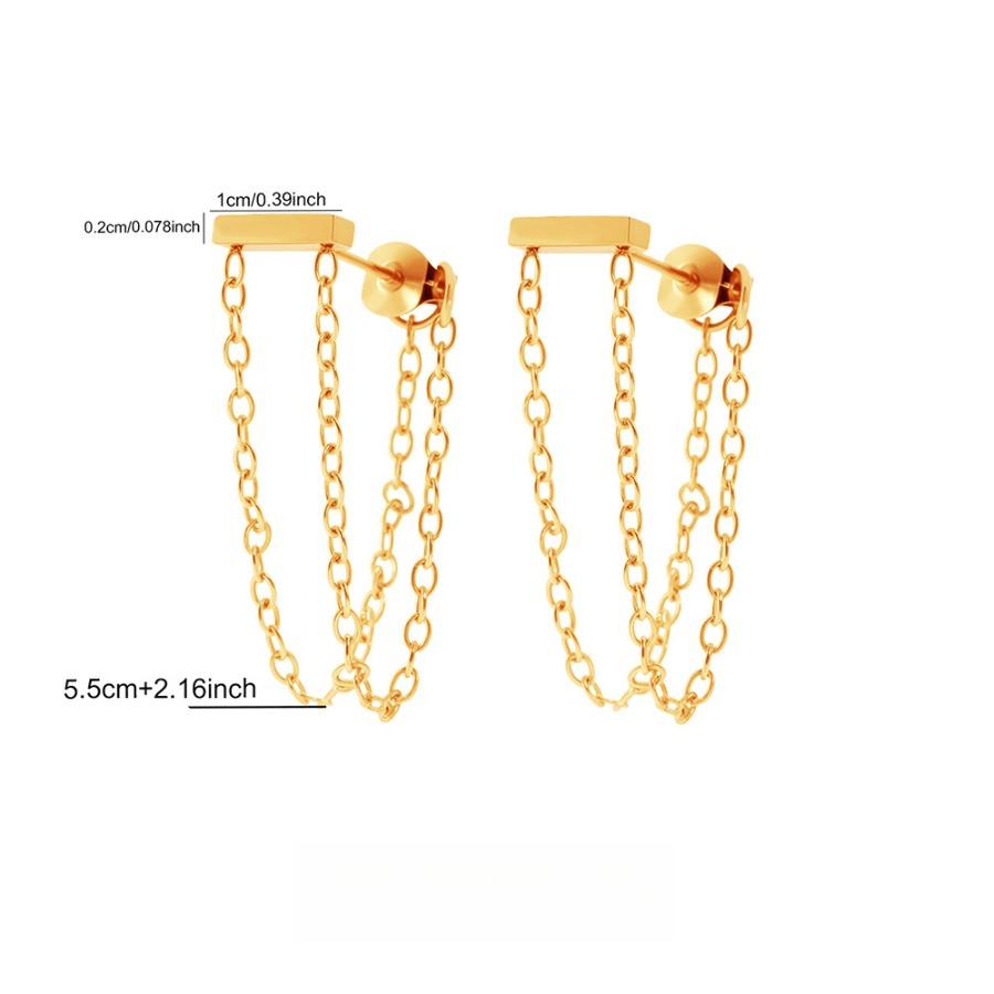 Stainless Steel Tassel Earrings Ear Studs Women'S Design Sense Ear Chain Earrings